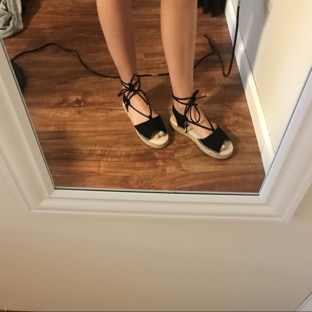 Black Lace Up Espadrilles (NWOT)